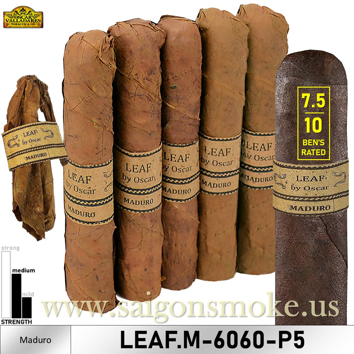 Oscar Leaf Maduro Sixty 6×60 (Gói 5)