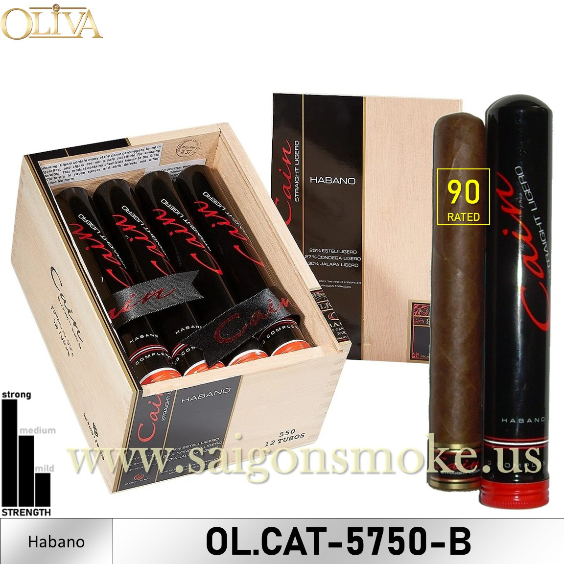 Oliva – Cain Habano Tubo Robusto 5.7×50 (Hộp 12)