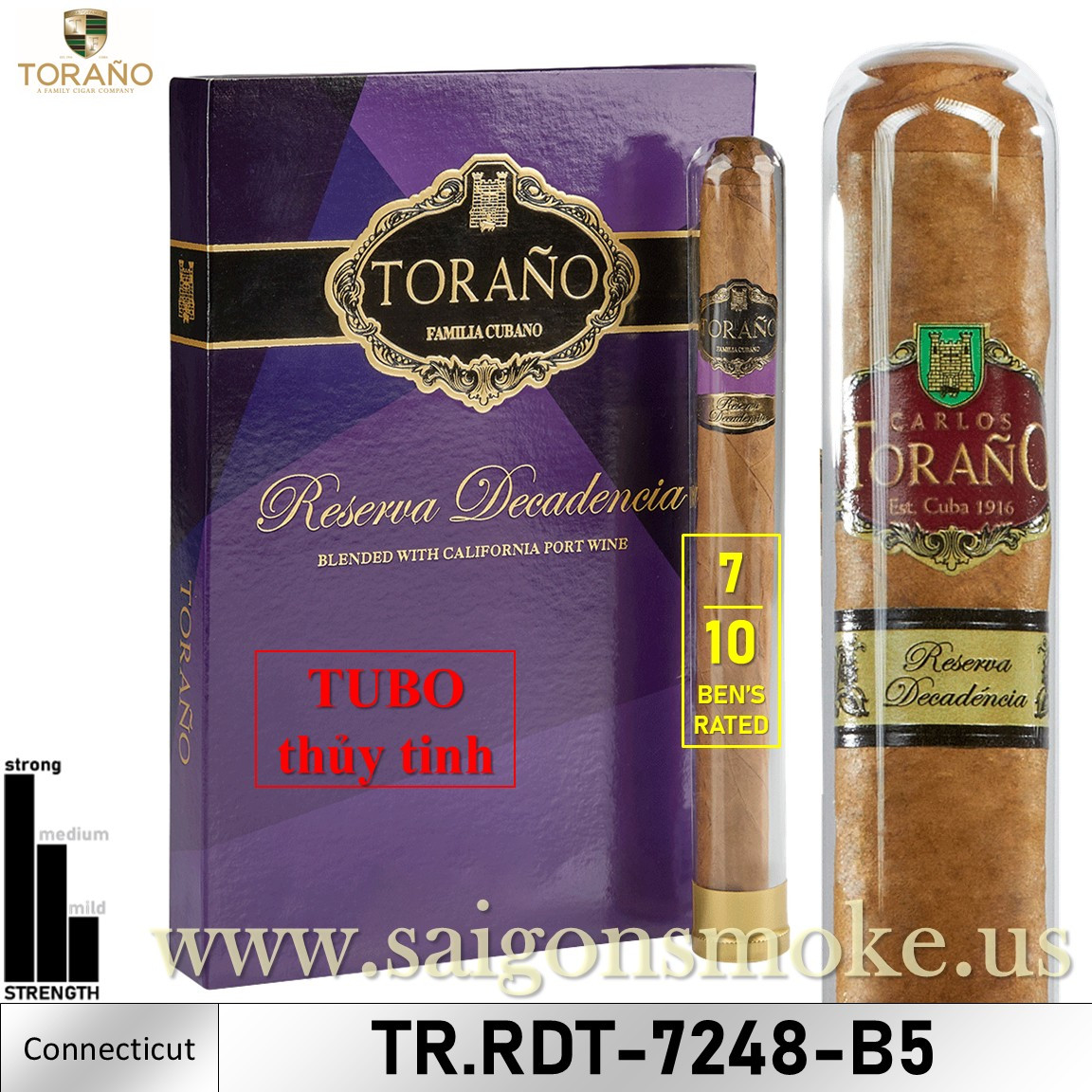 Torano Reserva Decadencia Churchill 7.2×48 (Hộp 5 Glass Tubo)