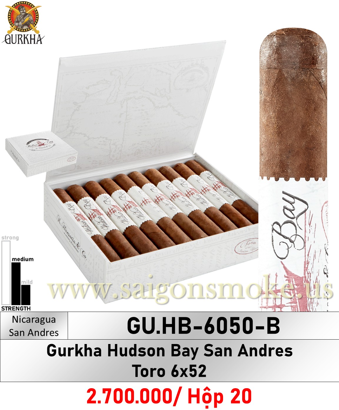 Gurkha Hudson Bay San Andres Toro 6x50 (Hộp 20)