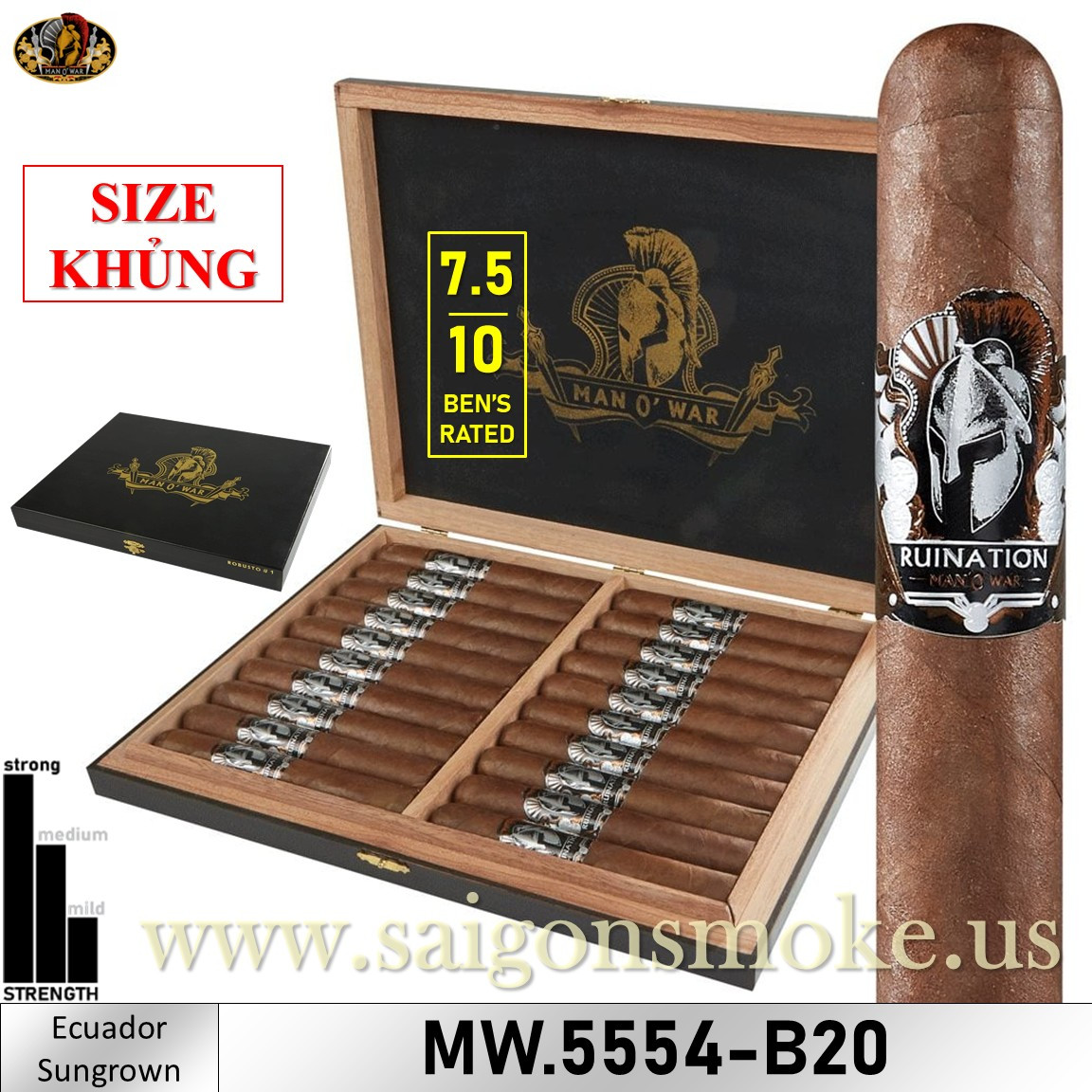 Man O' War Ruination Extra Robusto 5.5x54 (Hộp 20) - size khủng